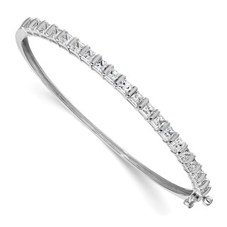 14k White Gold 3 5/8 carat Lab Grown Diamond VS+ F+ Complete Hinged Bangle