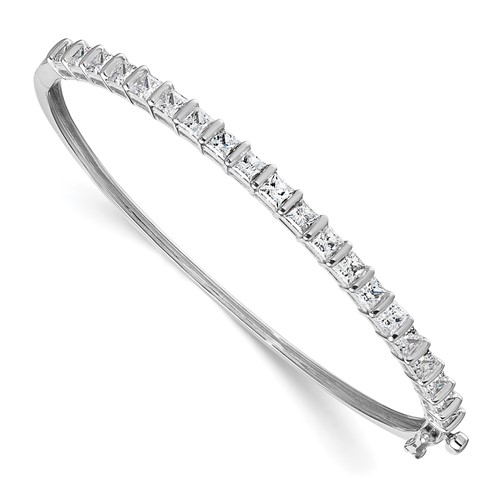 14K White Gold 3.62 Carat Lab Grown Diamond VS+ F+ Complete Hinged Bangle