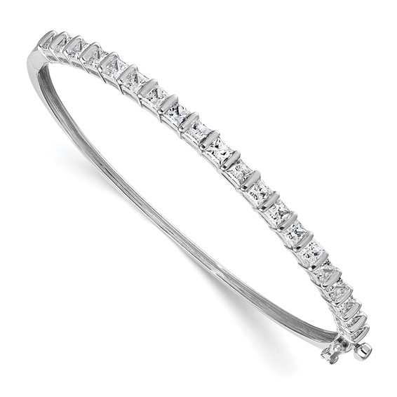 14k White Gold 3 5/8 carat Lab Grown Diamond VS+ F+ Complete Hinged Bangle