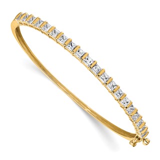 14k 3 5/8 carat Lab Grown Diamond VS+ F+ Complete Hinged Bangle