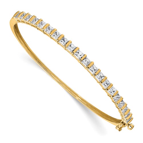 14K Yellow Gold 3.62 Carat Lab Grown Diamond VS+ F+ Complete Hinged Bangle