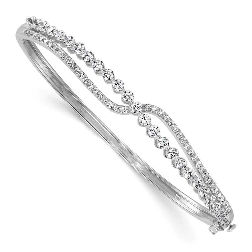 14K White Gold 2.12 Carat Lab Grown Diamond VS+ F+ Complete Bangle