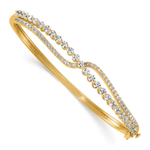 14K Yellow Gold 2.12 Carat Lab Grown Diamond VS+ F+ Complete Bangle