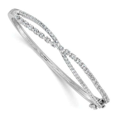 14K White Gold 1.38 Carat Lab Grown Diamond VS+ F+ Complete Bangle