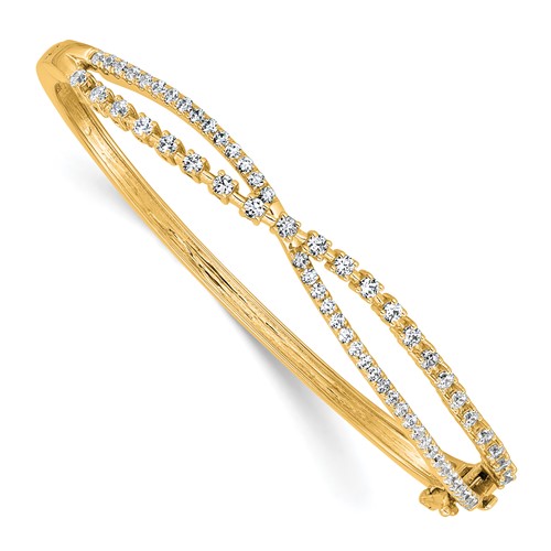 14K Yellow Gold 1.38 Carat Lab Grown Diamond VS+ F+ Complete Bangle