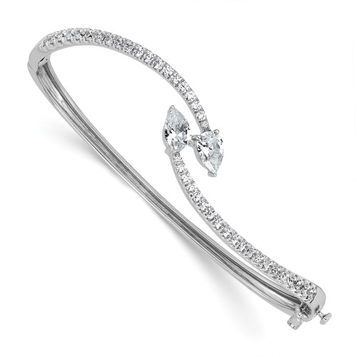 14K White Gold 1.88 Carat Lab Grown Diamond VS+ F+ Complete Bangle