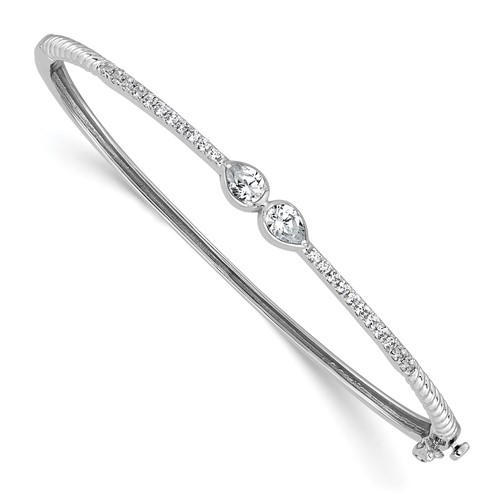 14K White Gold 0.75 Carat Lab Grown Diamond VS+ F+ Complete Bangle