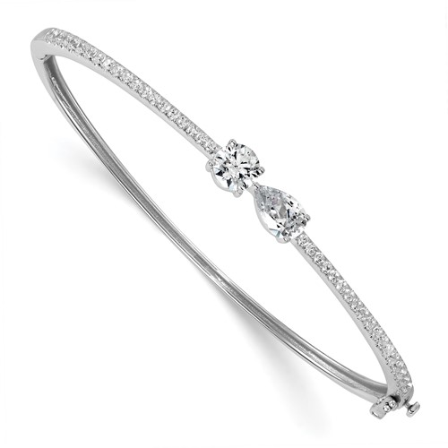 14K White Gold 2 Carat Lab Grown Diamond VS+ F+ Complete Bangle