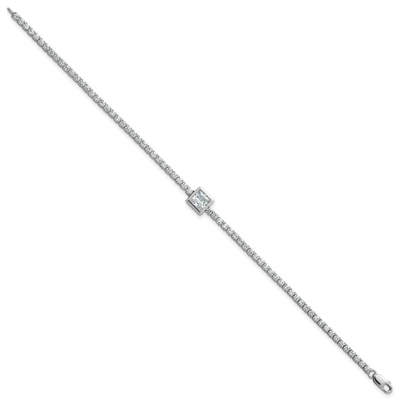 True Origin 14k White Gold 3 5/8 carat Lab Grown Diamond VS+ F+ Complete Princess Bezel-Set Tennis Bracelet