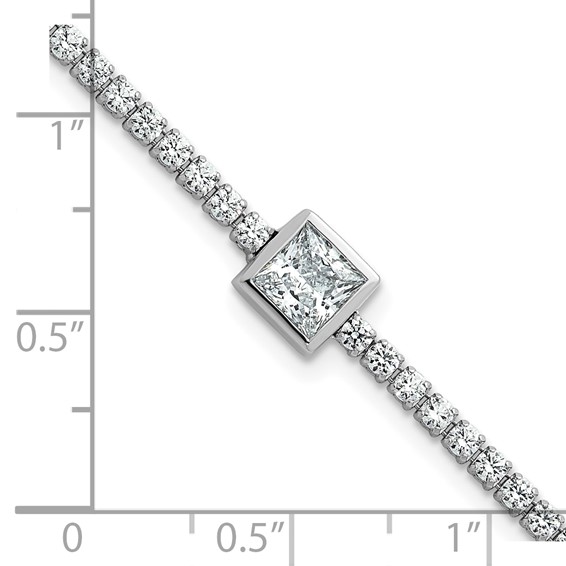 True Origin 14k White Gold 3 5/8 carat Lab Grown Diamond VS+ F+ Complete Princess Bezel-Set Tennis Bracelet