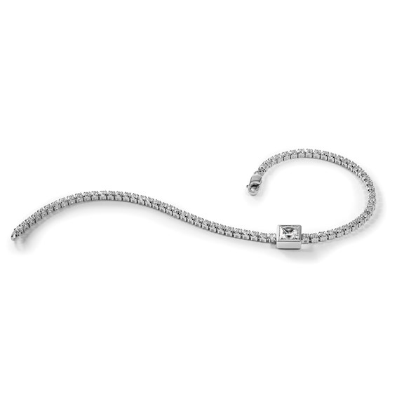 True Origin 14k White Gold 3 5/8 carat Lab Grown Diamond VS+ F+ Complete Princess Bezel-Set Tennis Bracelet