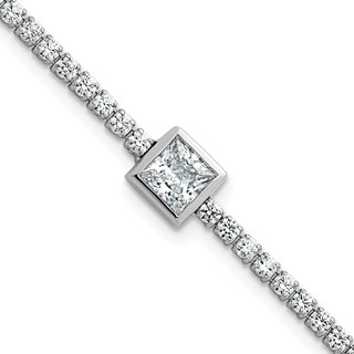 True Origin 14k White Gold 3 5/8 carat Lab Grown Diamond VS+ F+ Complete Princess Bezel-Set Tennis Bracelet