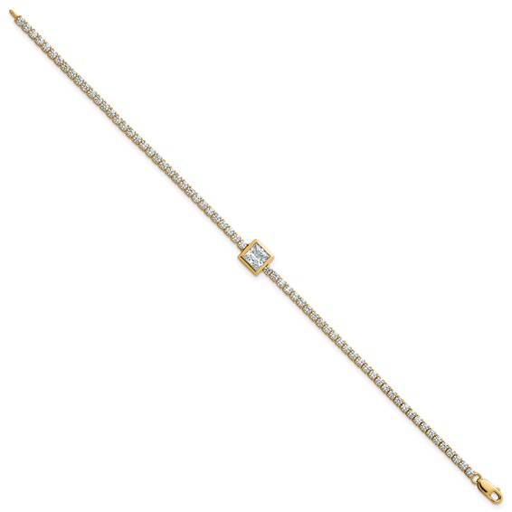 True Origin 14k Yellow Gold 3 5/8 carat Lab Grown Diamond VS+ F+ Complete Princess Bezel-Set Tennis Bracelet