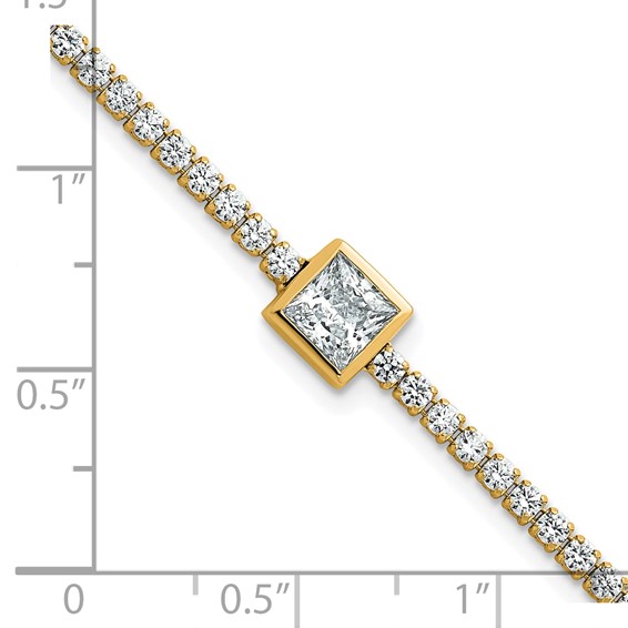 True Origin 14k Yellow Gold 3 5/8 carat Lab Grown Diamond VS+ F+ Complete Princess Bezel-Set Tennis Bracelet