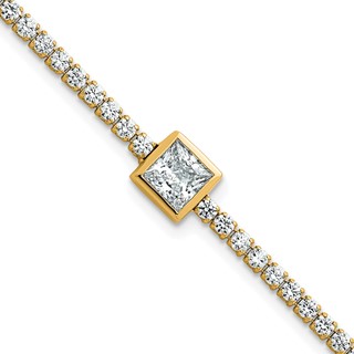 True Origin 14k Yellow Gold 3 5/8 carat Lab Grown Diamond VS+ F+ Complete Princess Bezel-Set Tennis Bracelet