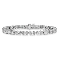 14K White Gold 11.88ct Lab Grown Dia VS+ F+ Oval Half Bezel-Set Comp Bracelet, 7" view 3