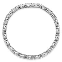 14K White Gold 11.88ct Lab Grown Dia VS+ F+ Oval Half Bezel-Set Comp Bracelet, 7" view 4