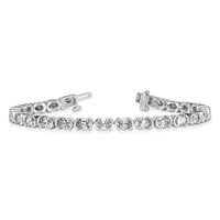 14K White Gold 11.88ct Lab Grown Dia VS+ F+ Oval Half Bezel-Set Comp Bracelet, 7" view 5
