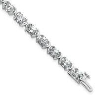 14K White Gold 11.88ct Lab Grown Dia VS+ F+ Oval Half Bezel-Set Comp Bracelet, 7" view 1