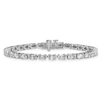 14K White Gold 6ct Lab Grown Dia VS+ F+ Oval Half Bezel-Set Comp Bracelet, 7" view 3