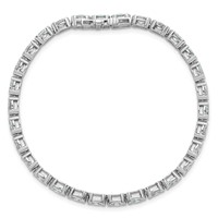 14K White Gold 6ct Lab Grown Dia VS+ F+ Oval Half Bezel-Set Comp Bracelet, 7" view 4