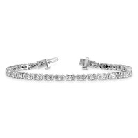 14K White Gold 6ct Lab Grown Dia VS+ F+ Oval Half Bezel-Set Comp Bracelet, 7" view 5