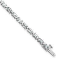 14K White Gold 6ct Lab Grown Dia VS+ F+ Oval Half Bezel-Set Comp Bracelet, 7" view 1