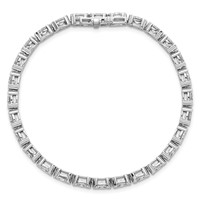 14K White Gold 7.25ct Lab Grown Dia VS+ F+ Oval Half Bezel-Set Comp Bracelet, 7" view 4