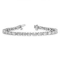14K White Gold 7.25ct Lab Grown Dia VS+ F+ Oval Half Bezel-Set Comp Bracelet, 7" view 5