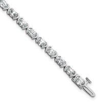 14K White Gold 7.25ct Lab Grown Dia VS+ F+ Oval Half Bezel-Set Comp Bracelet, 7" view 1