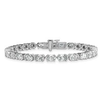14K White Gold 8.50ct Lab Grown Dia VS+ F+ Oval Half Bezel-Set Comp Bracelet, 7" view 3