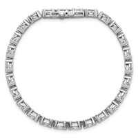 14K White Gold 8.50ct Lab Grown Dia VS+ F+ Oval Half Bezel-Set Comp Bracelet, 7" view 4