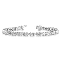 14K White Gold 8.50ct Lab Grown Dia VS+ F+ Oval Half Bezel-Set Comp Bracelet, 7" view 5