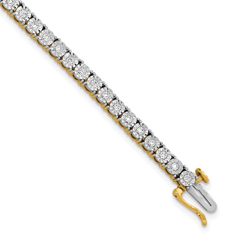 Sterling Silver Gold-plated Lab Grown Diamond Tennis Bracelet