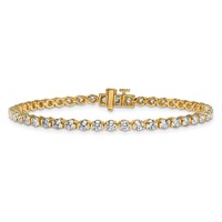 14K Yellow Gold Round Lab Grown Diamond VS+ F+ Half Bezel Set Tennis Bracelet view 3