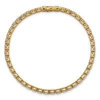 14K Yellow Gold Round Lab Grown Diamond VS+ F+ Half Bezel Set Tennis Bracelet view 4
