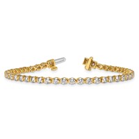 14K Yellow Gold Round Lab Grown Diamond VS+ F+ Half Bezel Set Tennis Bracelet view 5