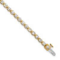 14K Yellow Gold Round Lab Grown Diamond VS+ F+ Half Bezel Set Tennis Bracelet view 1