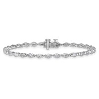 14K White Gold Marquise Lab Grown Diamond VS+ F+ Half Bezel Set Tennis Bracelet view 3
