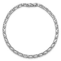 14K White Gold Marquise Lab Grown Diamond VS+ F+ Half Bezel Set Tennis Bracelet view 4