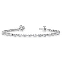 14K White Gold Marquise Lab Grown Diamond VS+ F+ Half Bezel Set Tennis Bracelet view 5