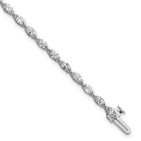 14K White Gold Marquise Lab Grown Diamond VS+ F+ Half Bezel Set Tennis Bracelet view 1