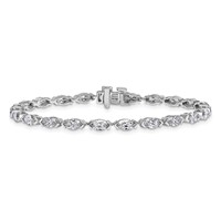 14K White Gold Marquise Lab Grown Diamond VS+ F+ Half Bezel Set Tennis Bracelet view 3