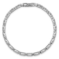 14K White Gold Marquise Lab Grown Diamond VS+ F+ Half Bezel Set Tennis Bracelet view 4