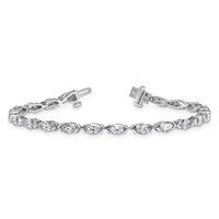 14K White Gold Marquise Lab Grown Diamond VS+ F+ Half Bezel Set Tennis Bracelet view 5