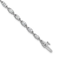 14K White Gold Marquise Lab Grown Diamond VS+ F+ Half Bezel Set Tennis Bracelet view 1
