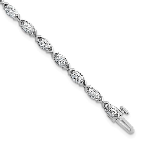 14K White Gold Marquise Lab Grown Diamond VS+ F+ Half Bezel Set Tennis Bracelet
