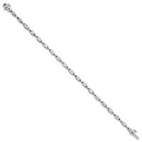 14K White Gold Marquise Lab Grown Diamond VS+ F+ Half Bezel Set Tennis Bracelet view 2