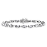 14K White Gold Marquise Lab Grown Diamond VS+ F+ Half Bezel Set Tennis Bracelet view 3