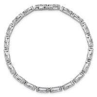 14K White Gold Marquise Lab Grown Diamond VS+ F+ Half Bezel Set Tennis Bracelet view 4